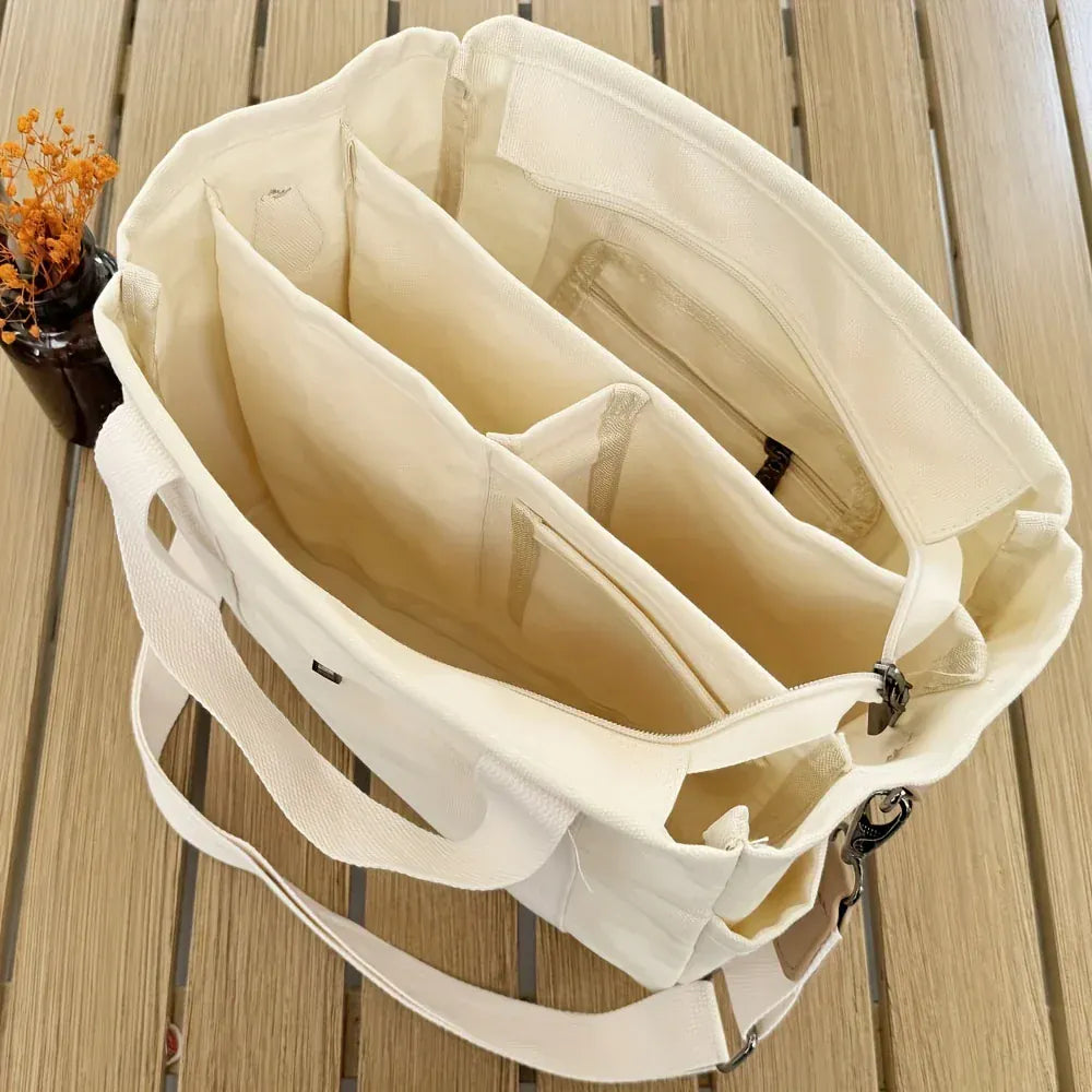 Women Large Tote Bag Shoulder Strap Pockets - Image 4