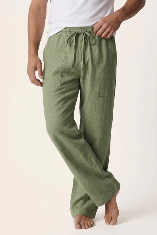 Men's Linen Cotton Drawstring Pants Loose Fit - Image 2