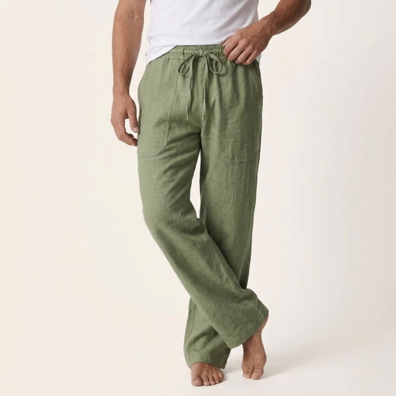 Men's Linen Cotton Drawstring Pants Loose Fit - Image 2