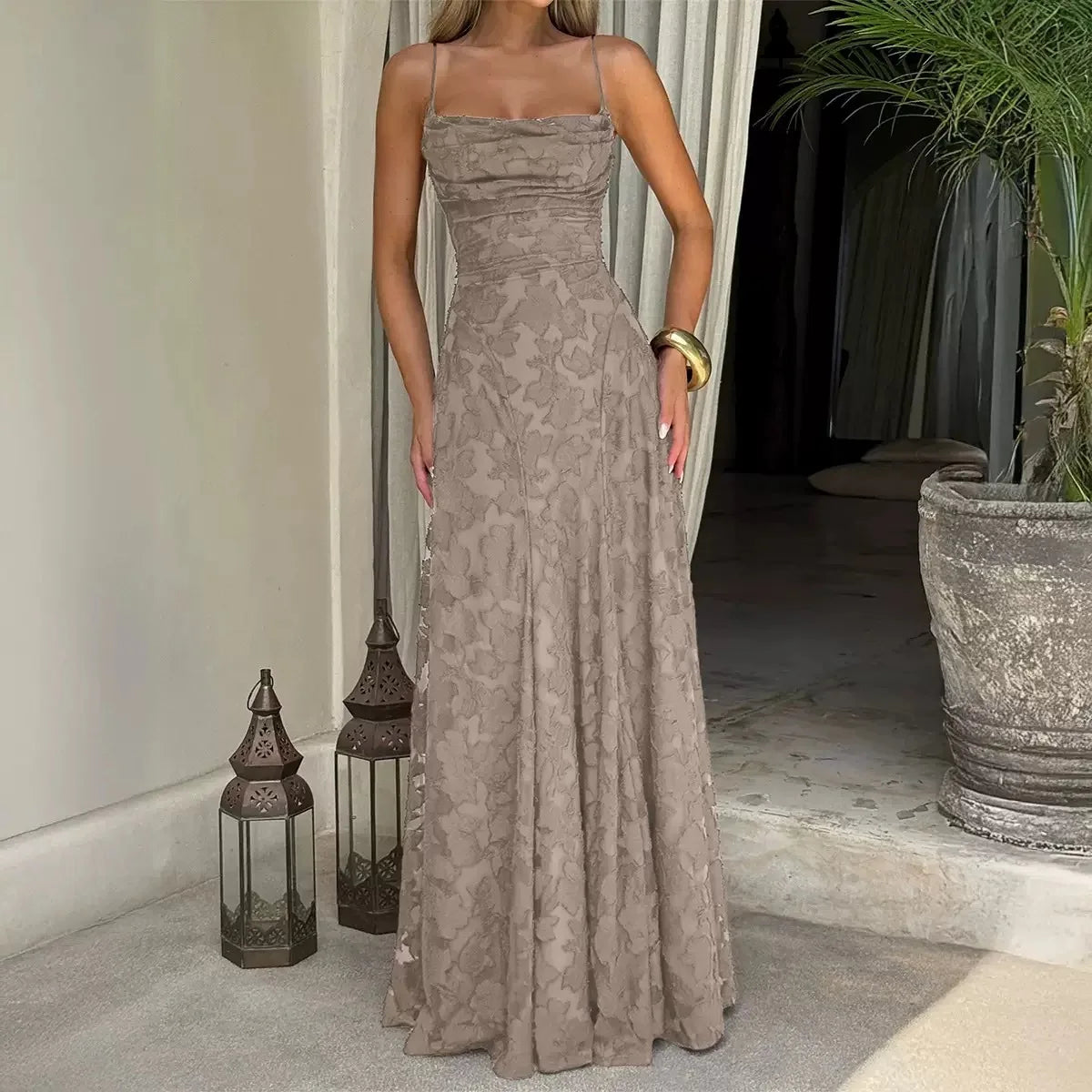 Women Floral Embroidered Maxi Evening Dress Sleeveless Formal Gown - Image 19