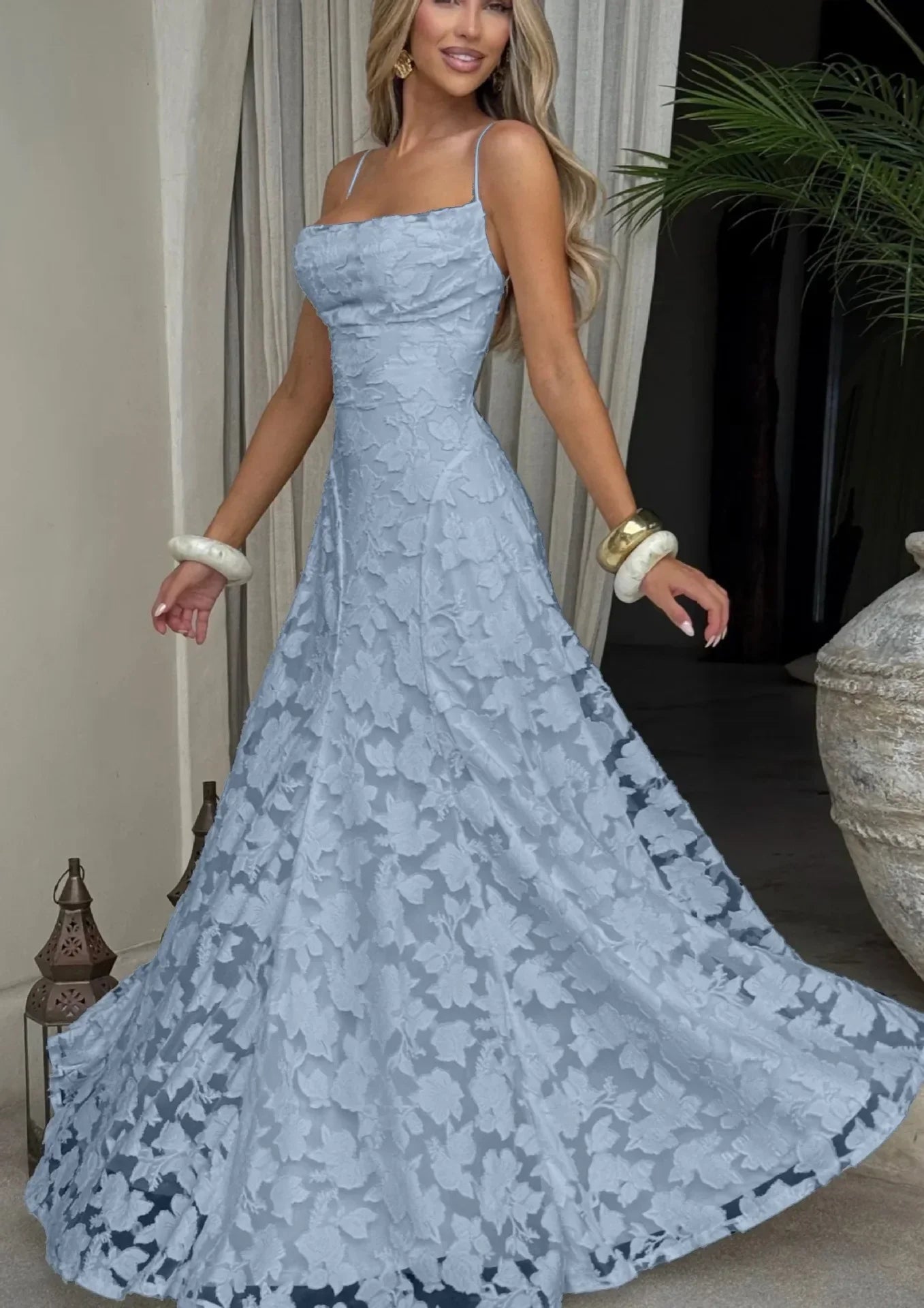 Women Floral Embroidered Maxi Evening Dress Sleeveless Formal Gown - Image 15