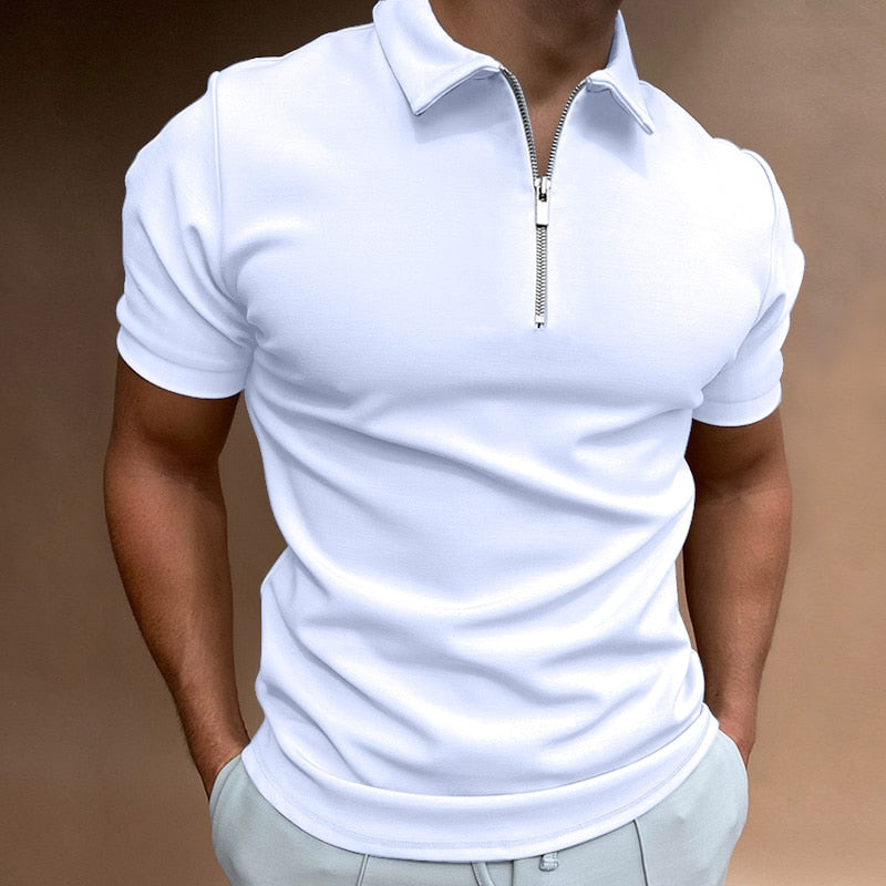 Men's Slim Fit Quarter Zip Polo Shirt - Image 2