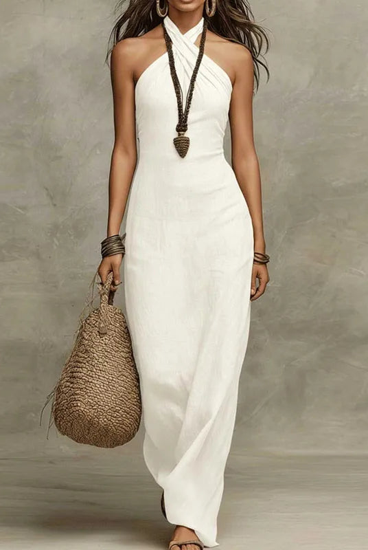 Women Halter Neck Boho Maxi Dress