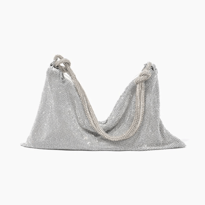 Women Rhinestone Evening Bag Triangle Knotted Clutch - Image 3