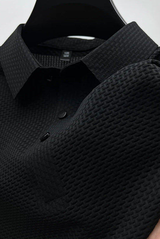Men's Ribbed Knit Short Sleeve Polo Shirt - Image 3