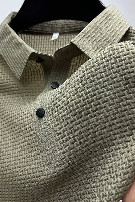 Men's Ribbed Knit Short Sleeve Polo Shirt - Image 4