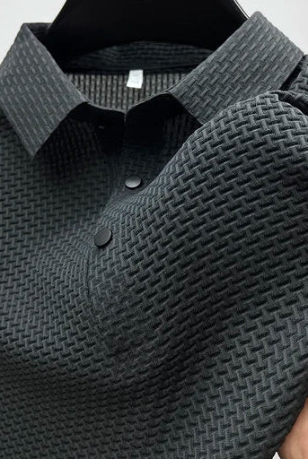 Men's Ribbed Knit Short Sleeve Polo Shirt - Image 5