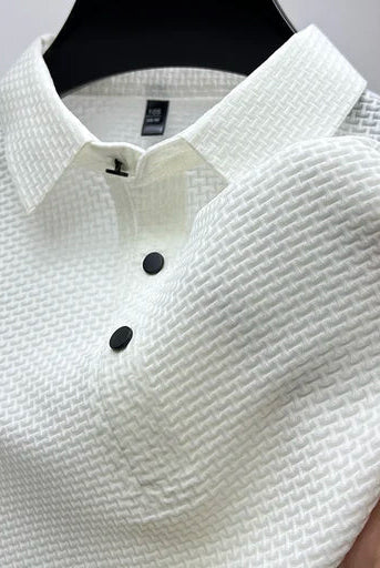 Men's Ribbed Knit Short Sleeve Polo Shirt - Image 6