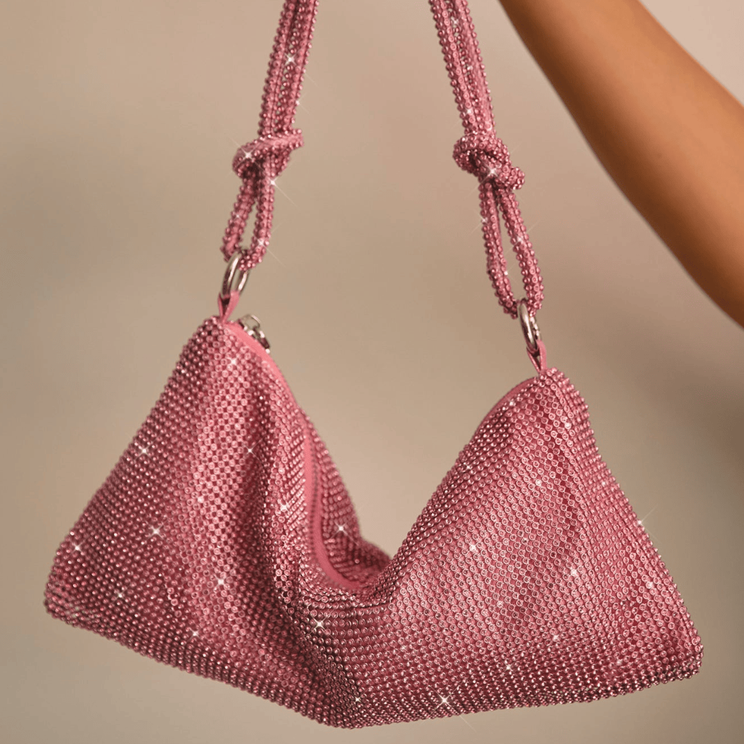 Women Rhinestone Evening Bag Triangle Knotted Clutch - Image 17
