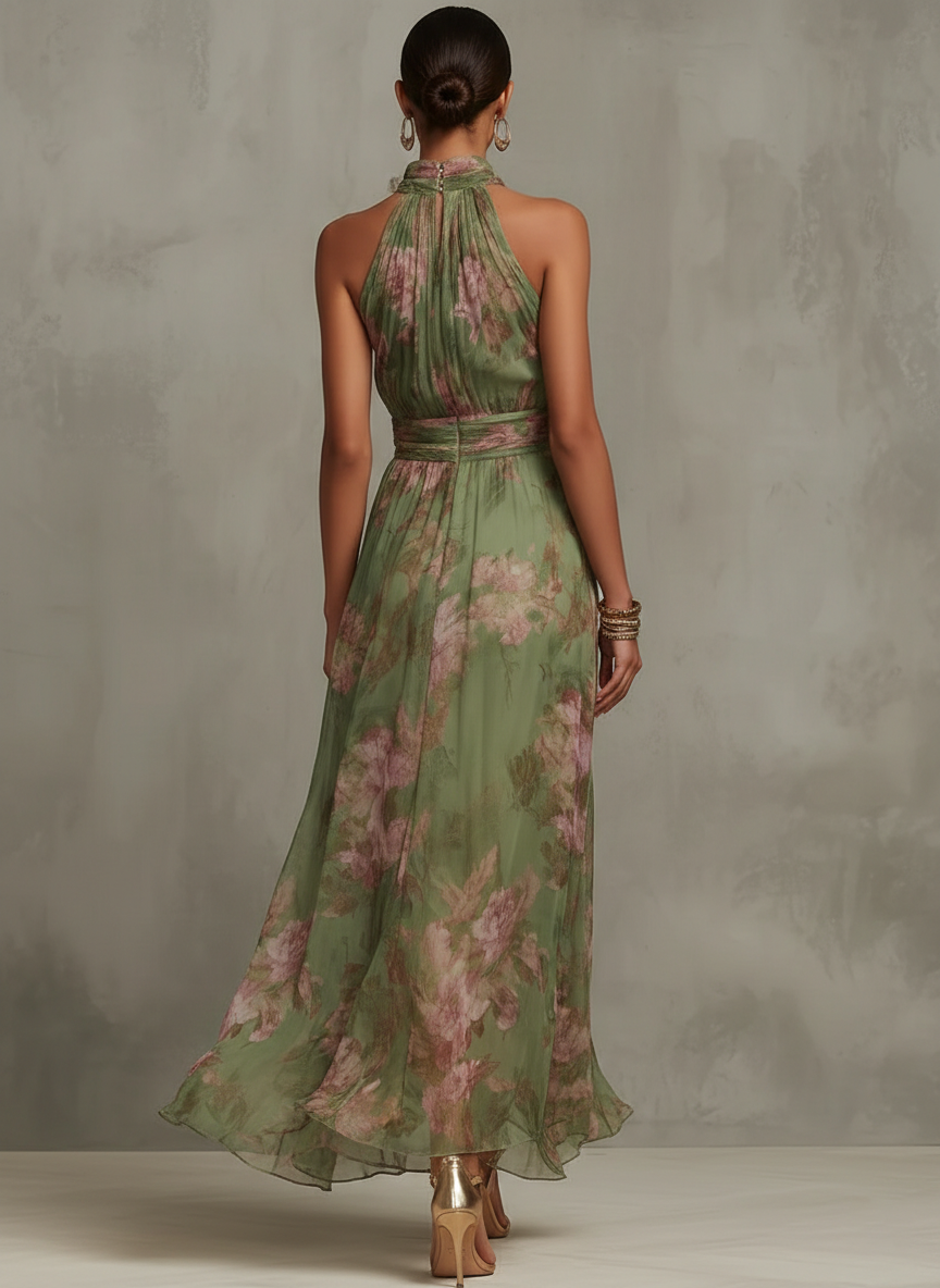 Women Halterneck Floral Maxi Dress Sleeveless - Image 2