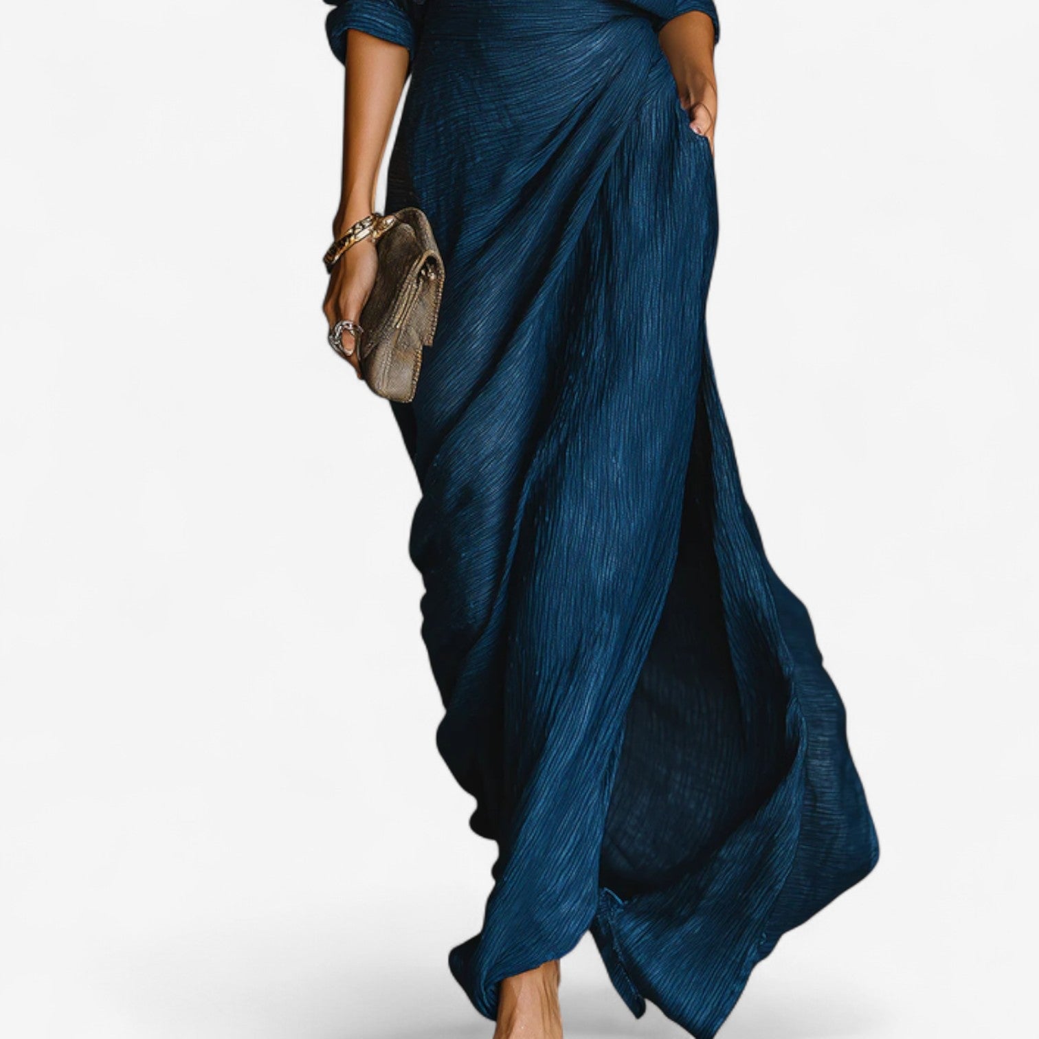 Women Button Front Collared Maxi Dress - Image 2