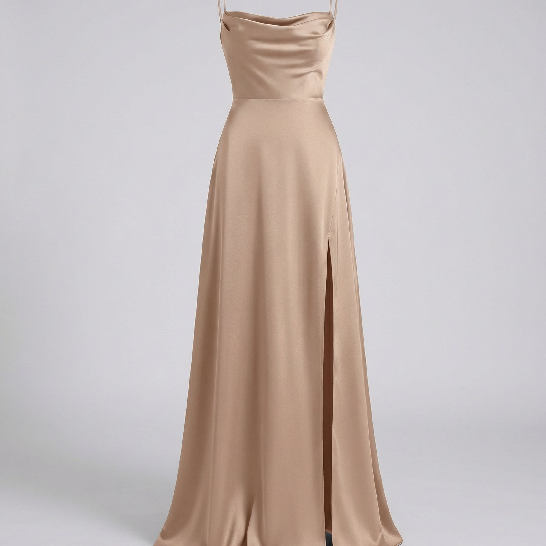 Women Satin Cowl Neck Maxi Dress Formal Evening - Image 9
