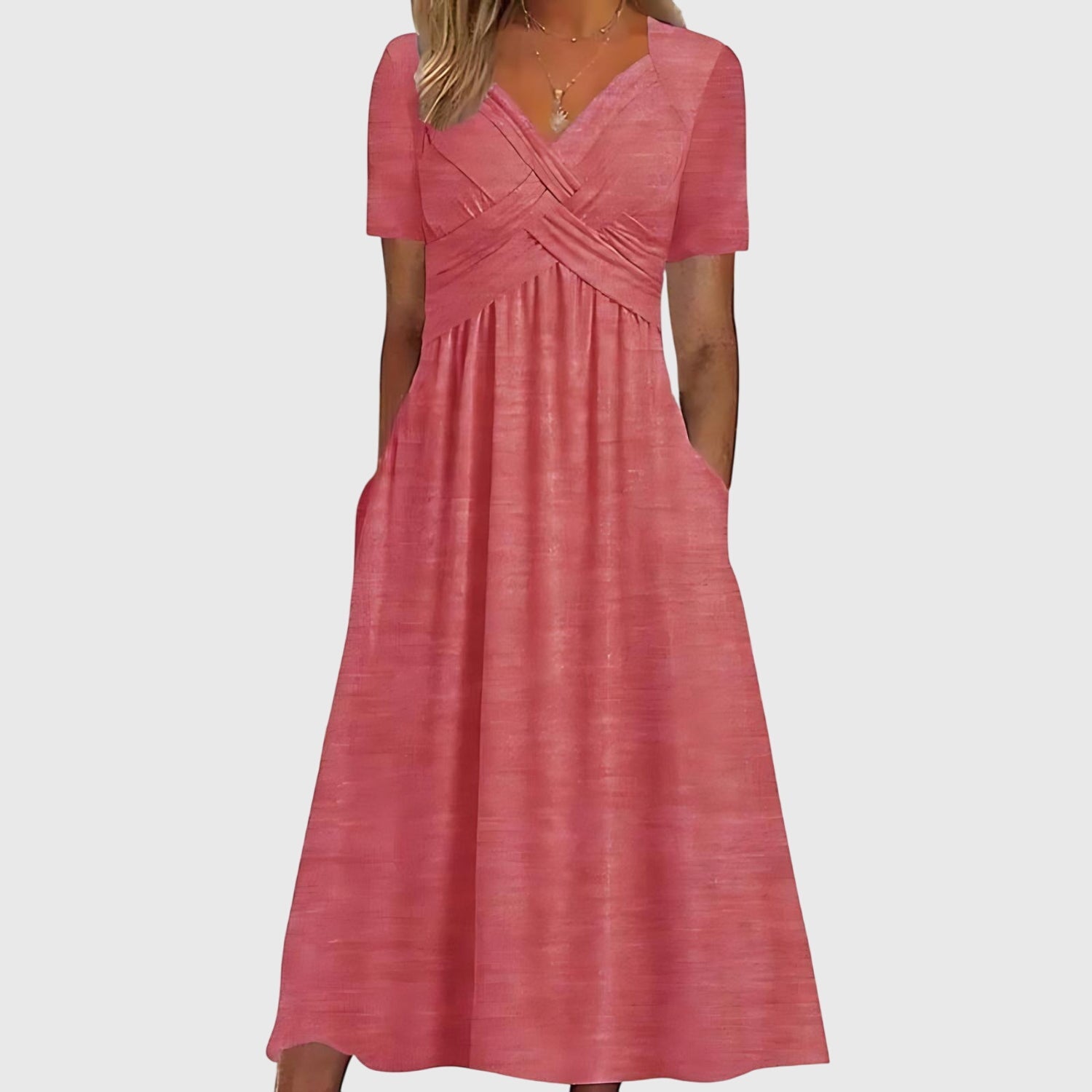 Women Midi Dress Tummy Control A-Line Flattering - Image 3