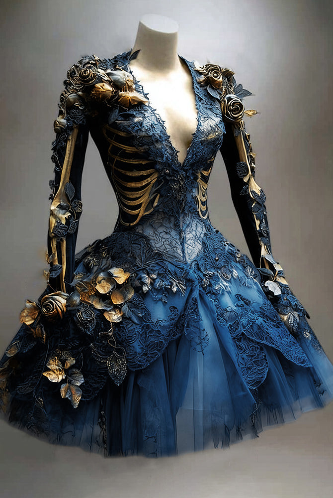 Women's Vintage Long Sleeve Mini Dress | Halloween - Image 3