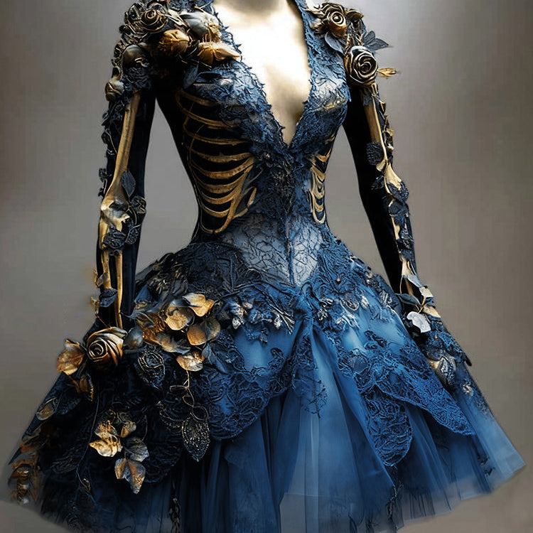 Women's Vintage Long Sleeve Mini Dress | Halloween - Image 3