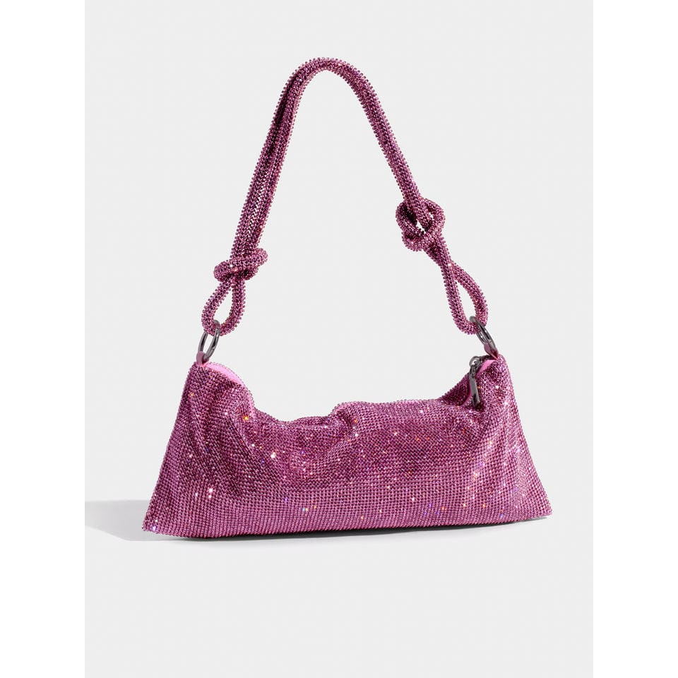 Women Rhinestone Evening Bag Triangle Knotted Clutch - Image 11