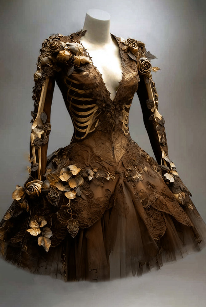 Women's Vintage Long Sleeve Mini Dress | Halloween - Image 5