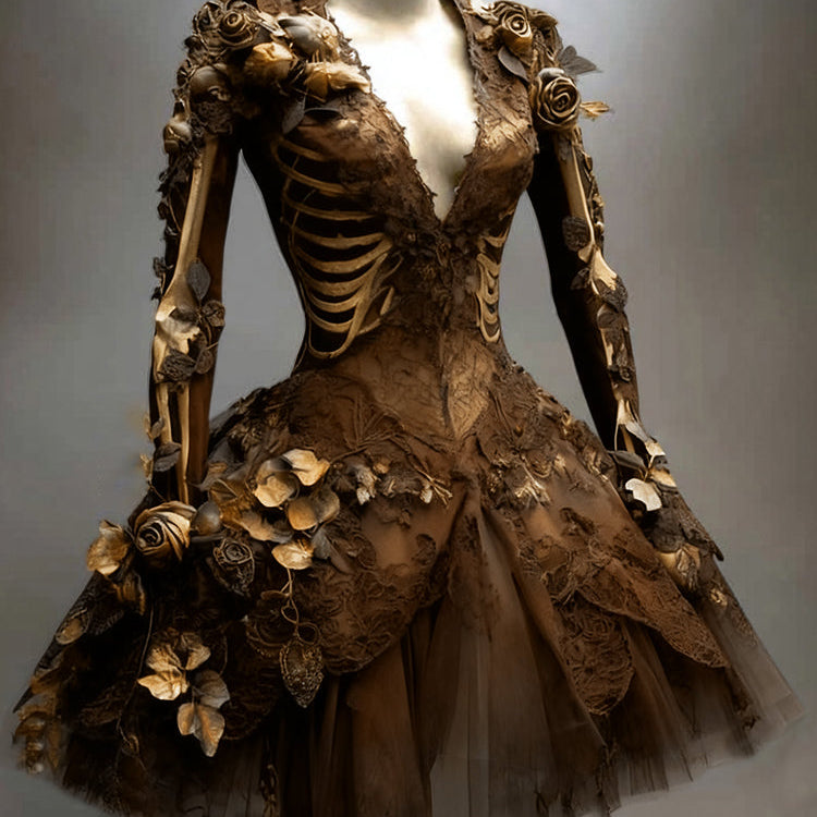 Women's Vintage Long Sleeve Mini Dress | Halloween - Image 5