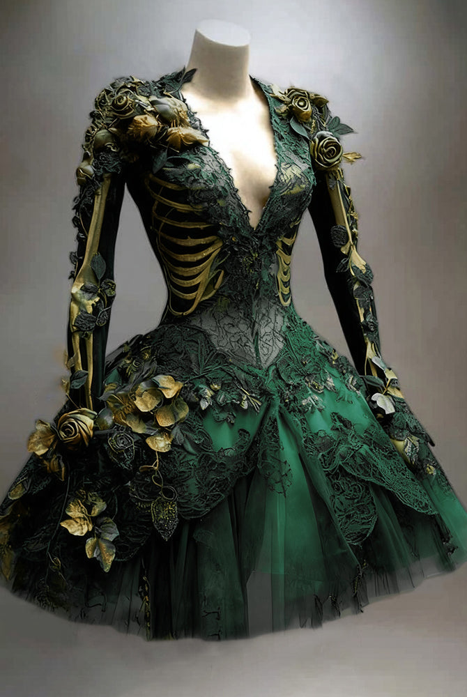Women's Vintage Long Sleeve Mini Dress | Halloween - Image 4