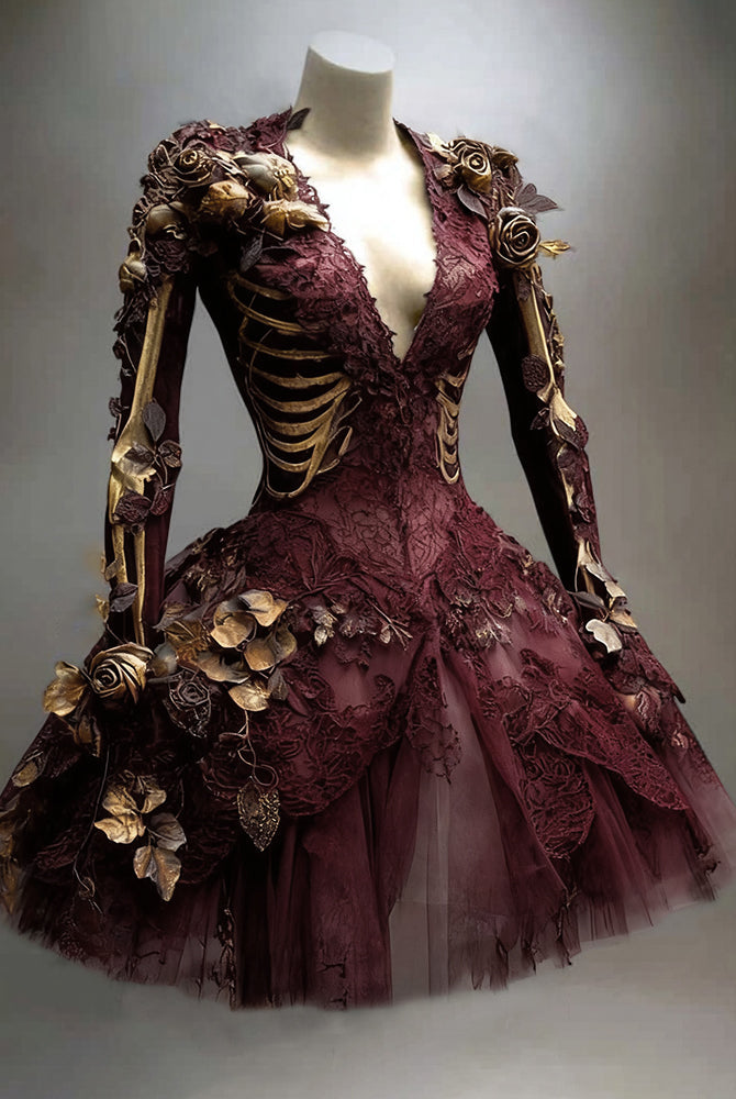 Women's Vintage Long Sleeve Mini Dress | Halloween - Image 2