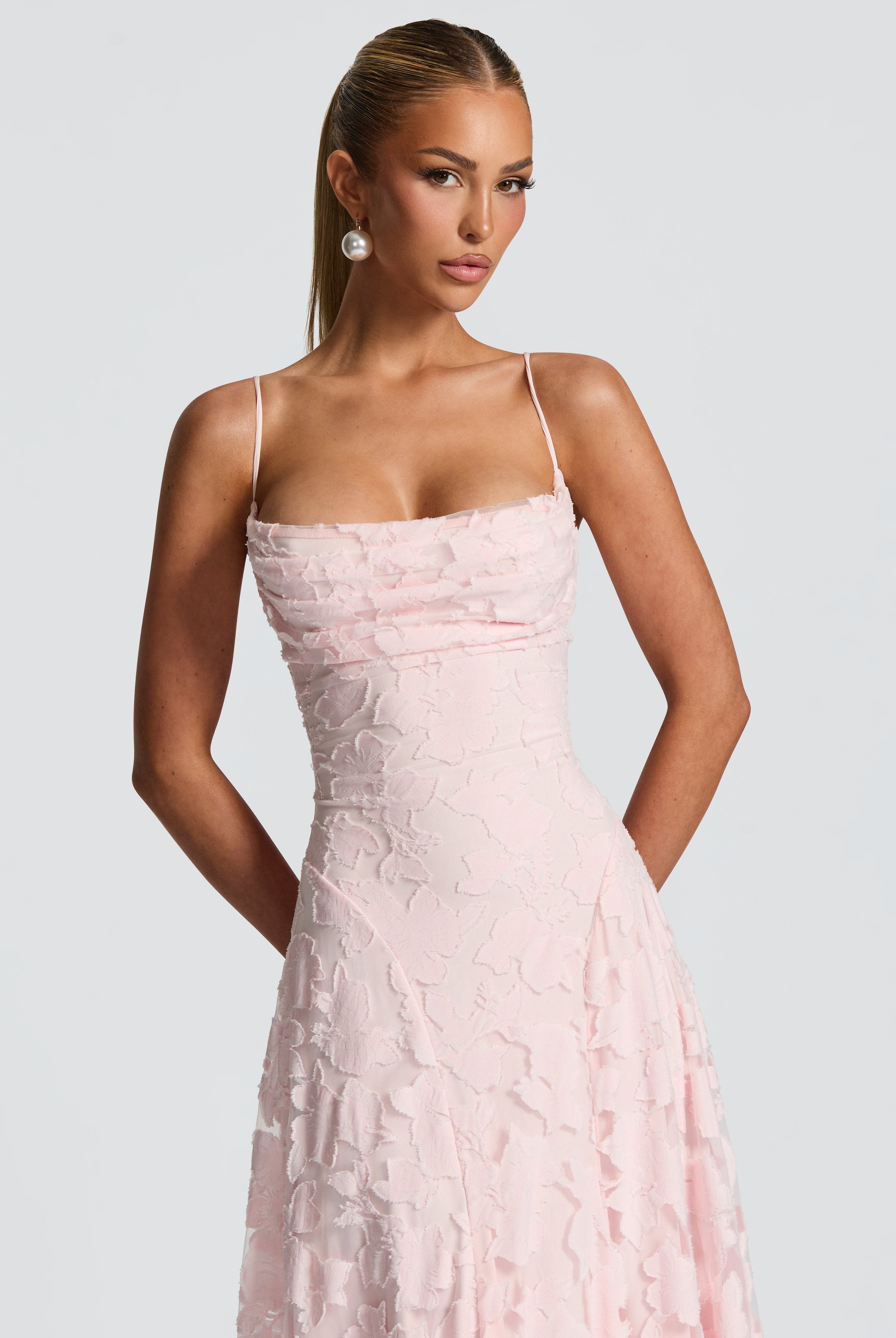 Women Floral Lace Cowl Neck Maxi Dress - Image 14