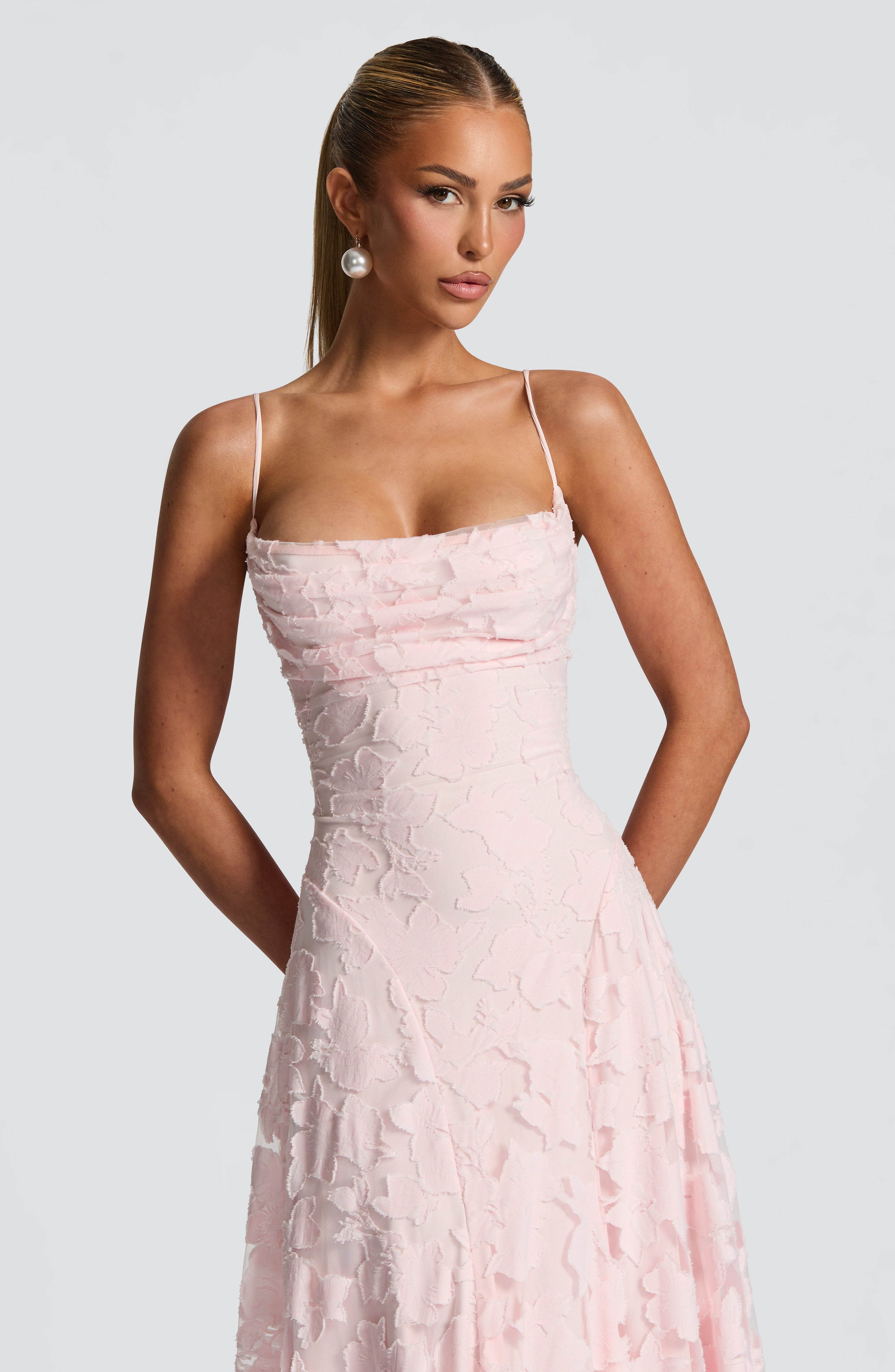 Women Floral Lace Cowl Neck Maxi Dress - Image 14