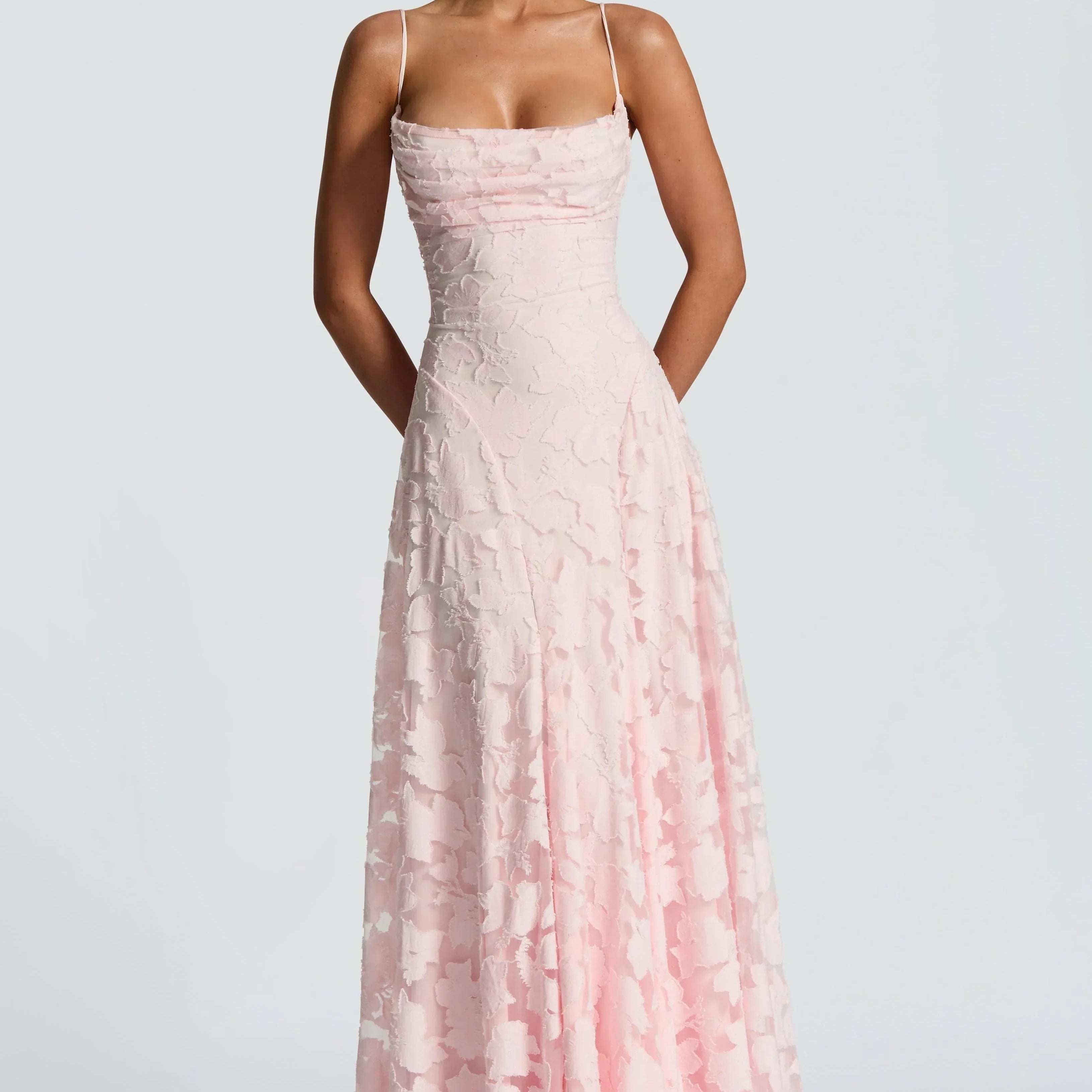 Women Floral Lace Cowl Neck Maxi Dress - Image 13