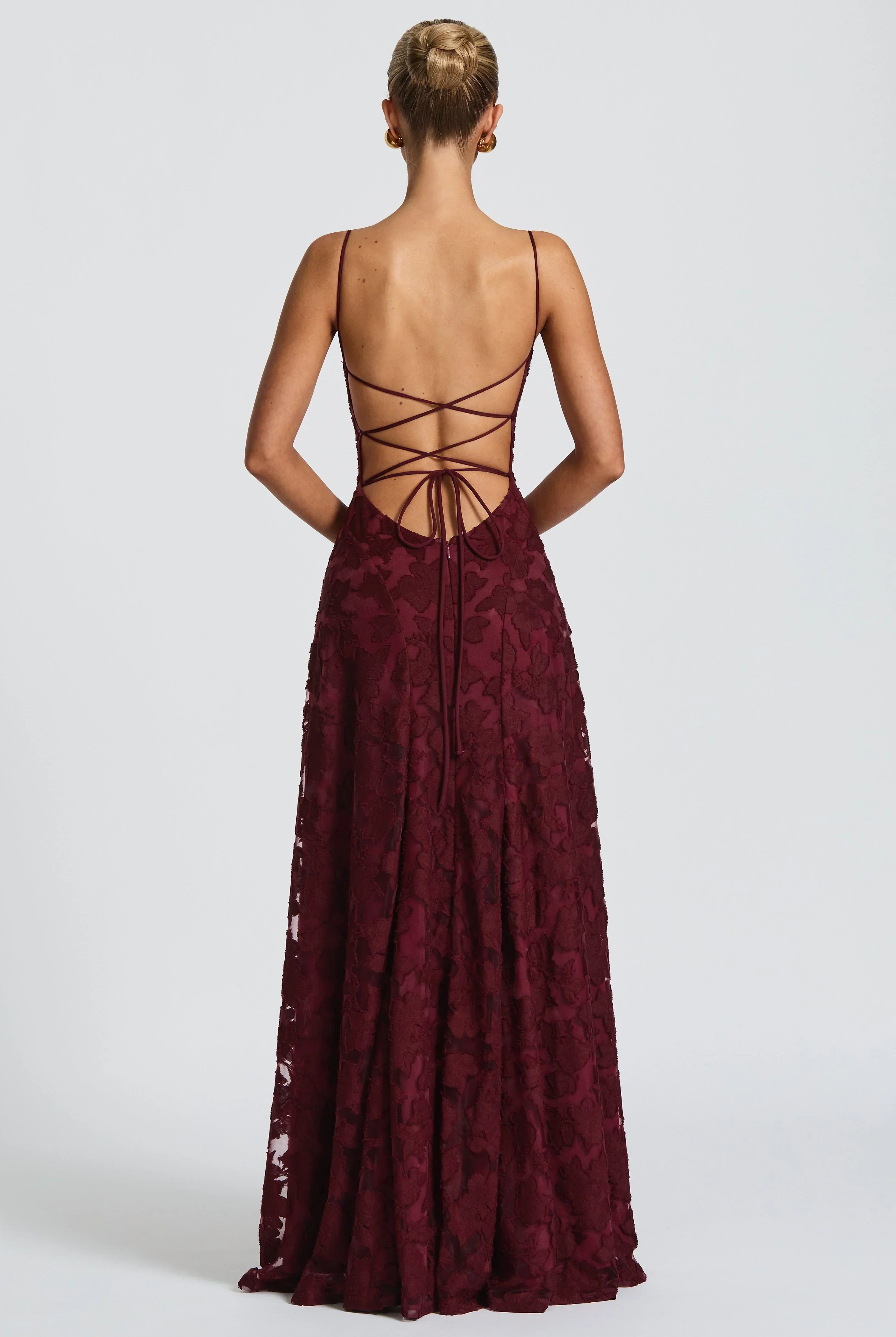 Women Floral Lace Cowl Neck Maxi Dress - Image 4