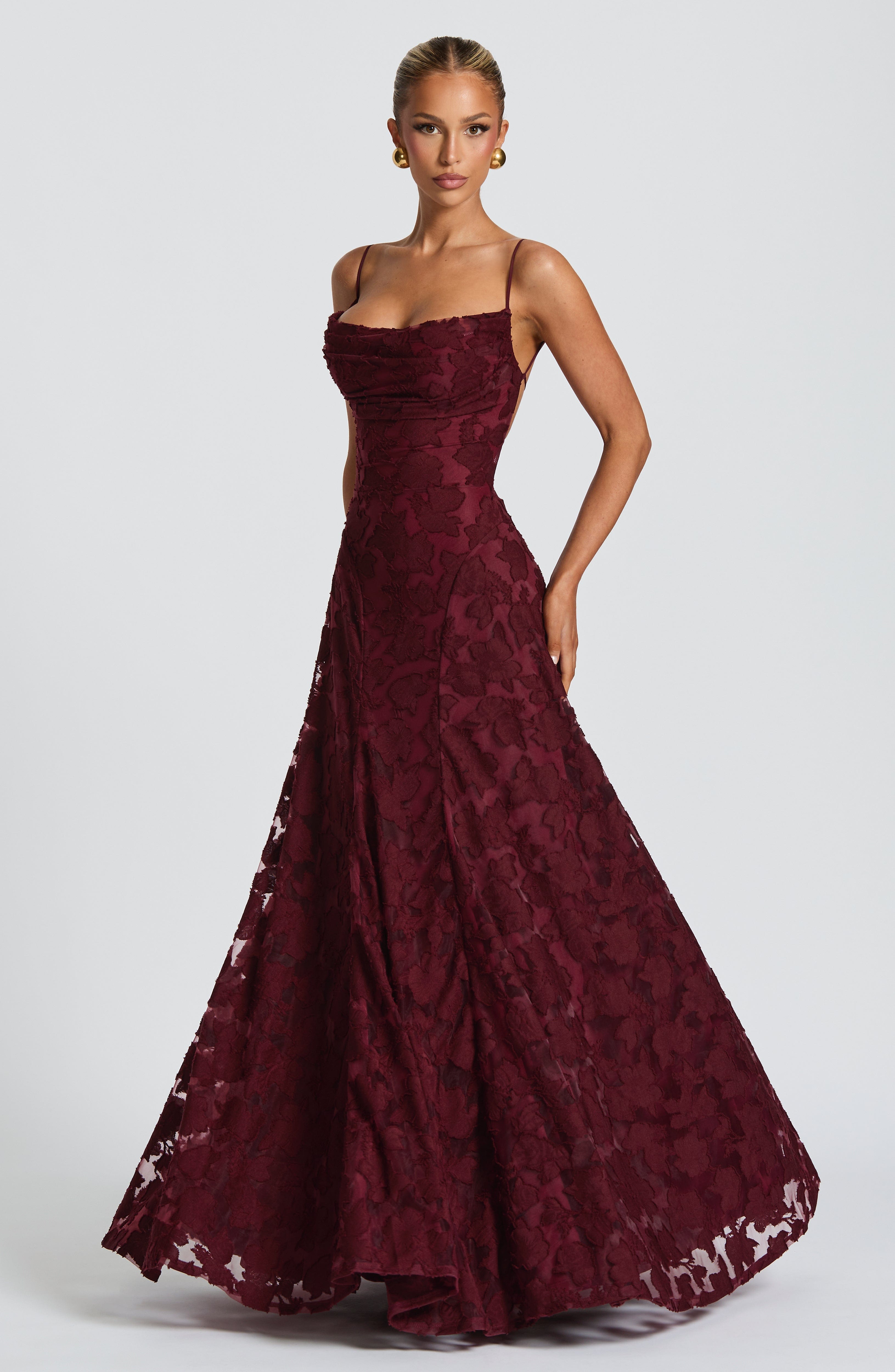 Women Floral Embroidered Maxi Evening Dress Sleeveless Formal Gown - Image 11