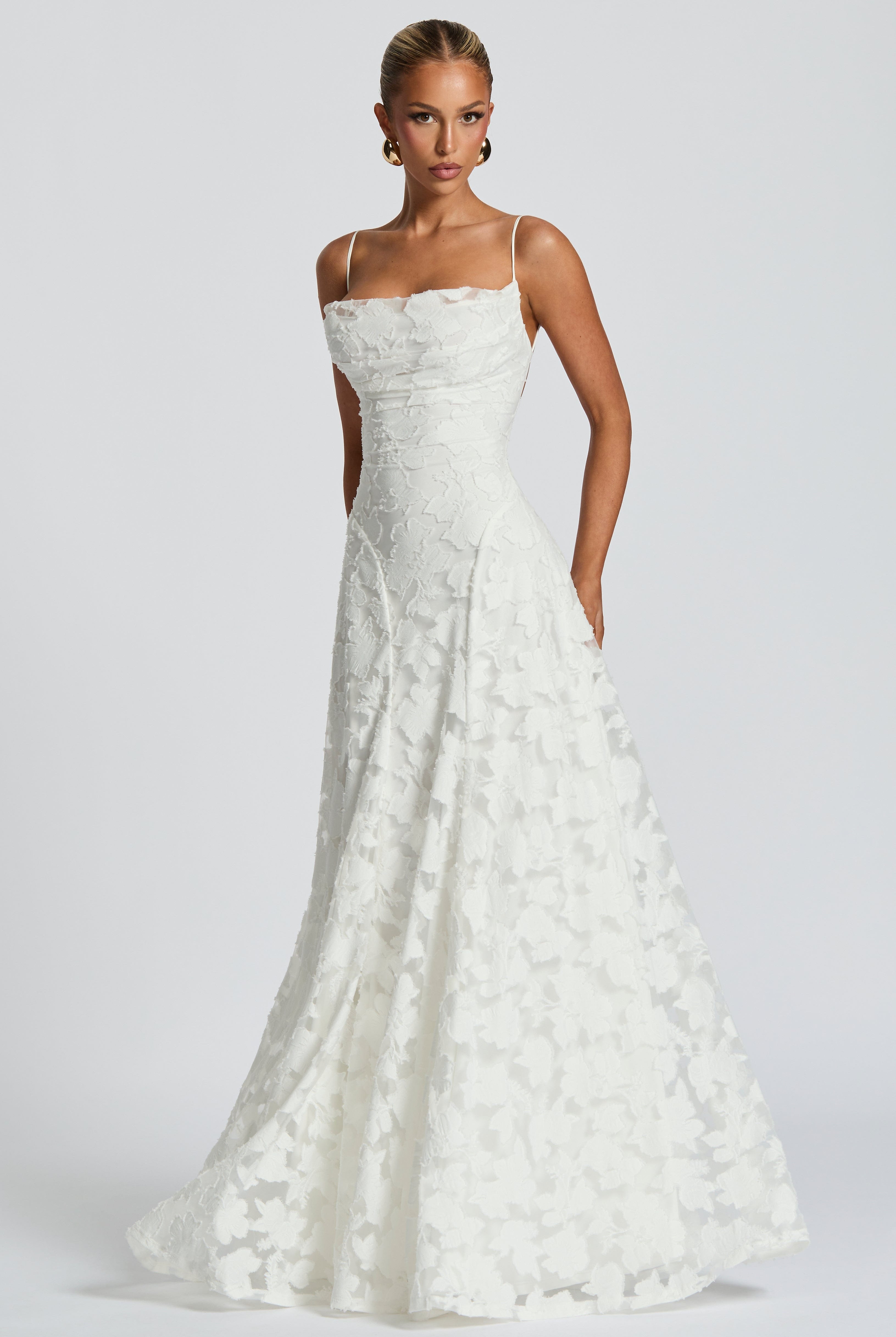 Women Floral Lace Cowl Neck Maxi Dress - Image 11