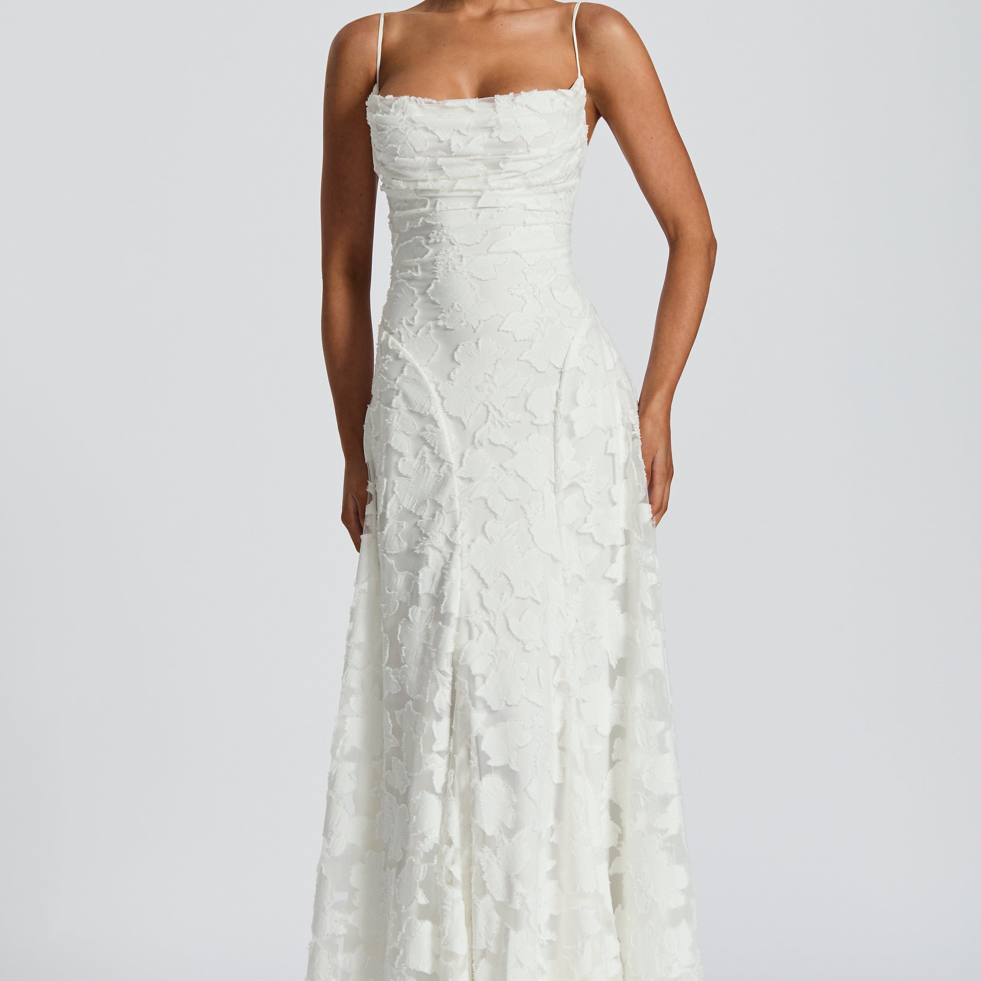 Women Floral Lace Cowl Neck Maxi Dress - Image 9