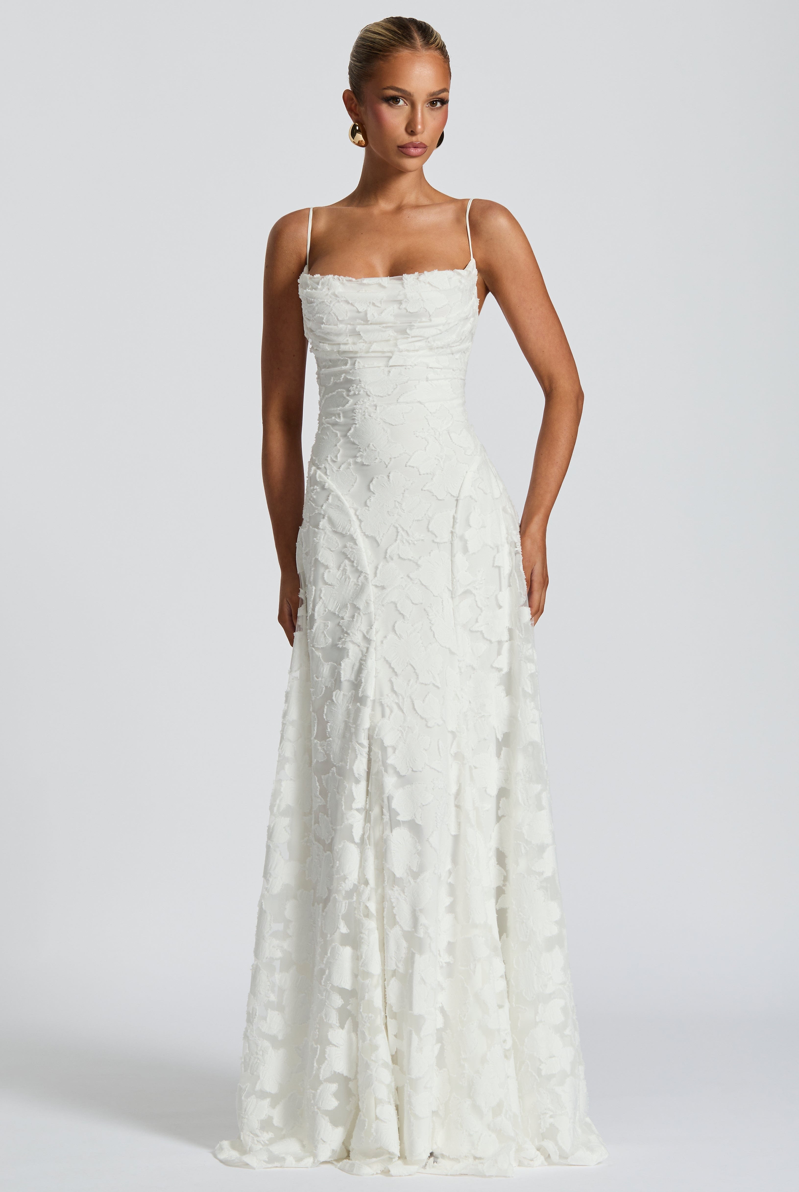 Women Floral Lace Cowl Neck Maxi Dress - Image 9