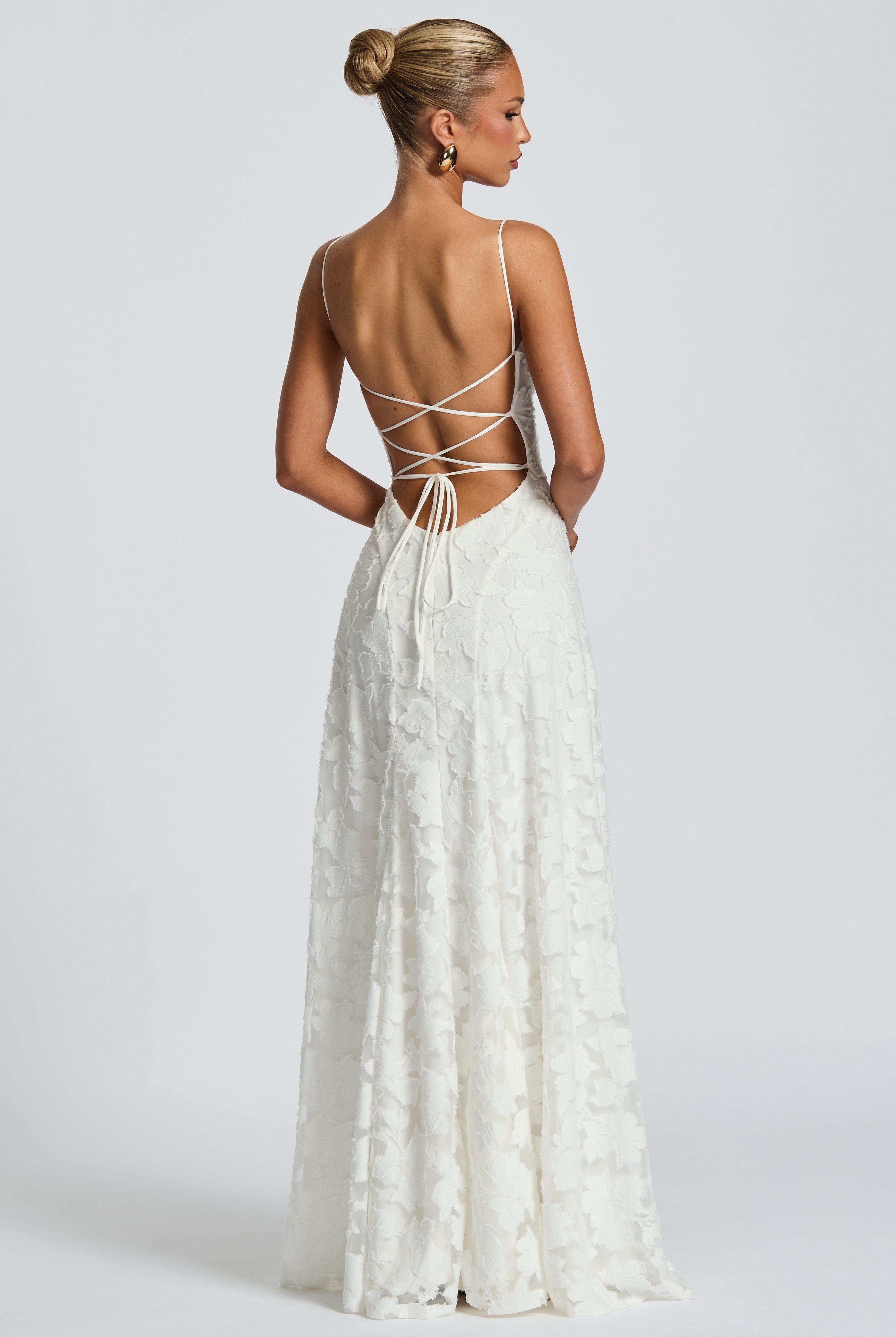 Women Floral Lace Cowl Neck Maxi Dress - Image 12
