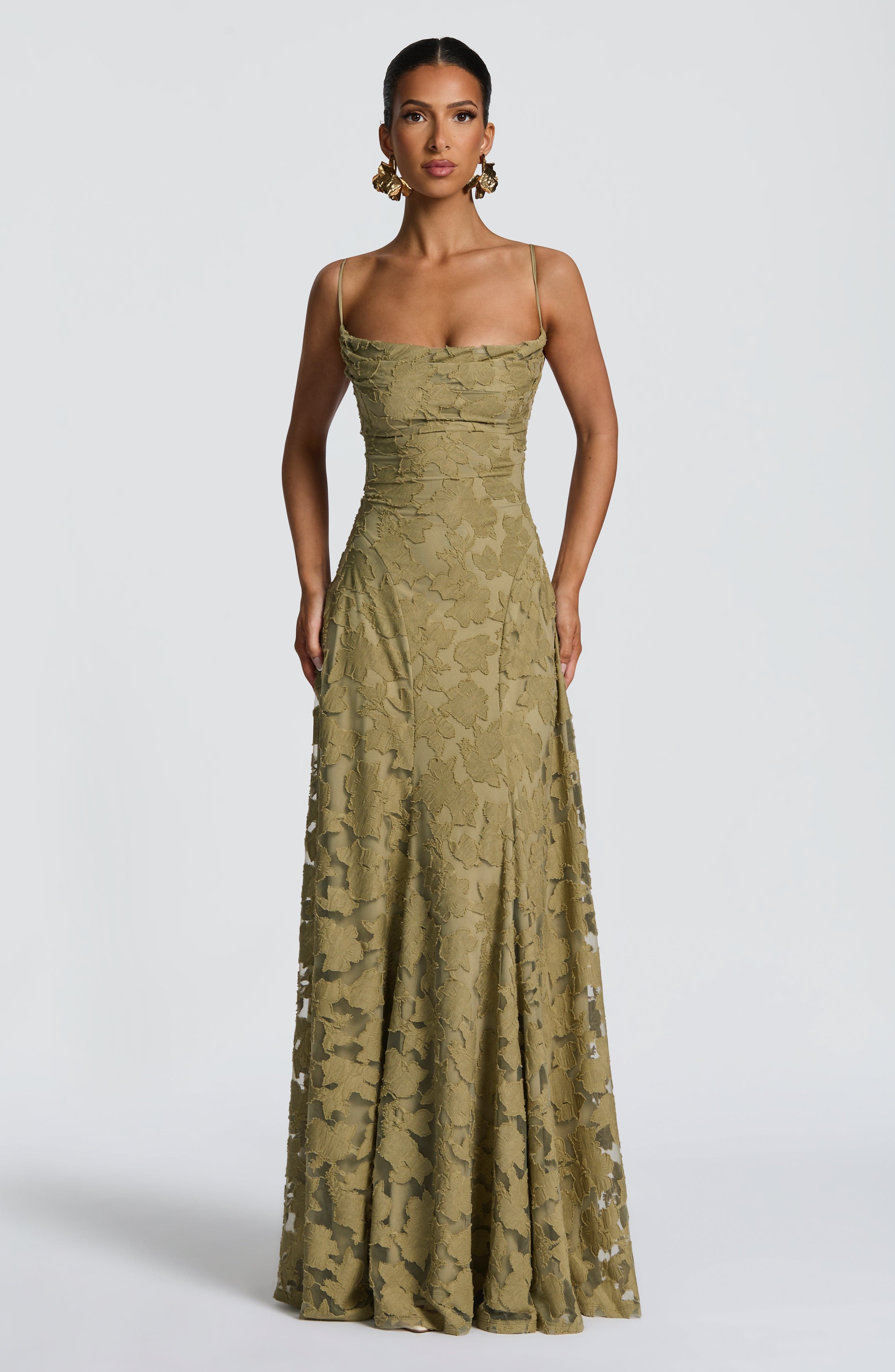 Women Floral Embroidered Maxi Evening Dress Sleeveless Formal Gown - Image 3