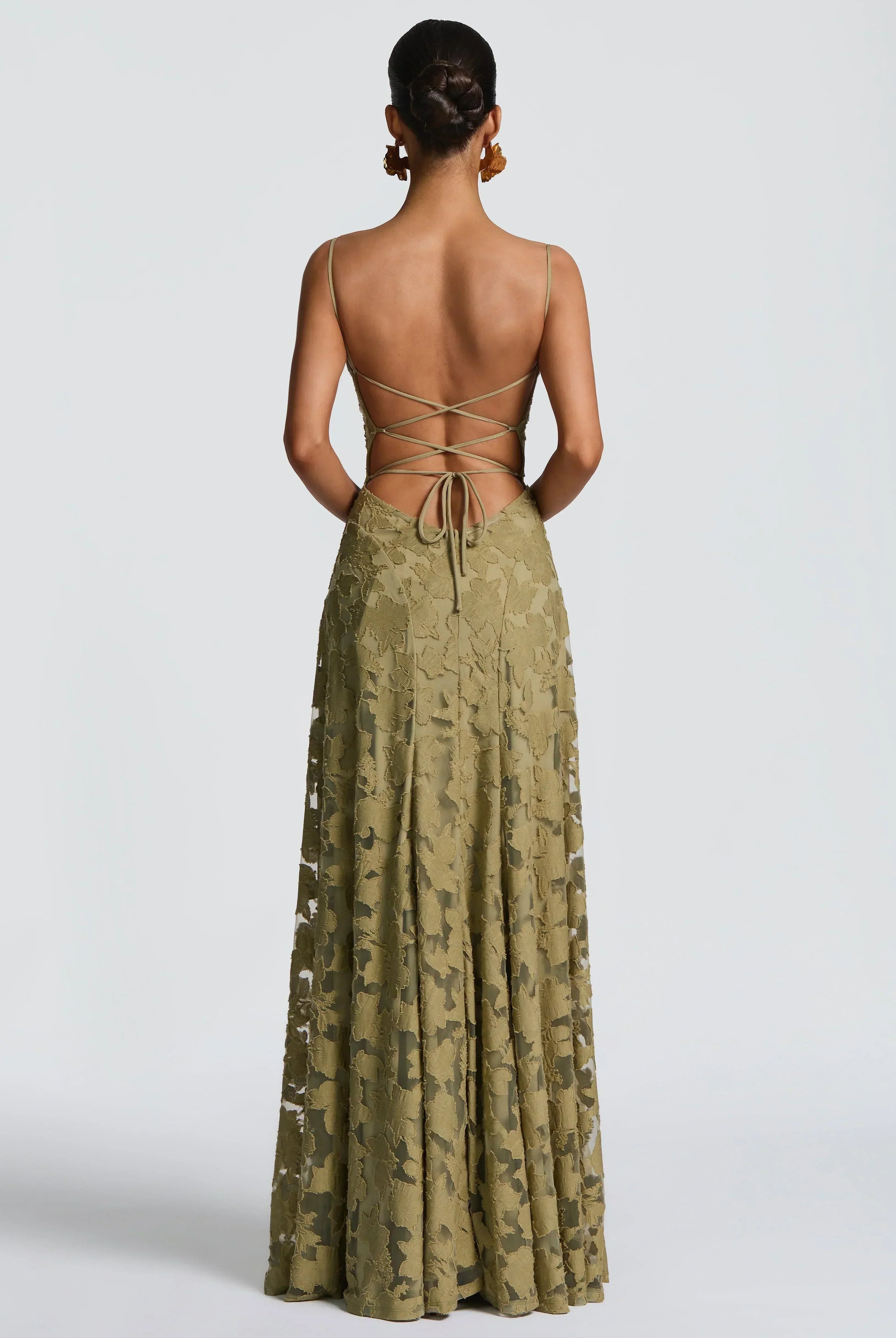 Women Floral Lace Cowl Neck Maxi Dress - Image 8
