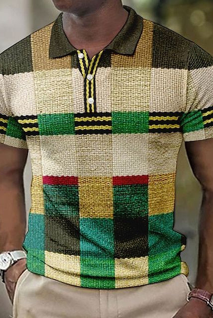Men's Patchwork Polo Shirt Short Sleeve Summer Knit - Image 6