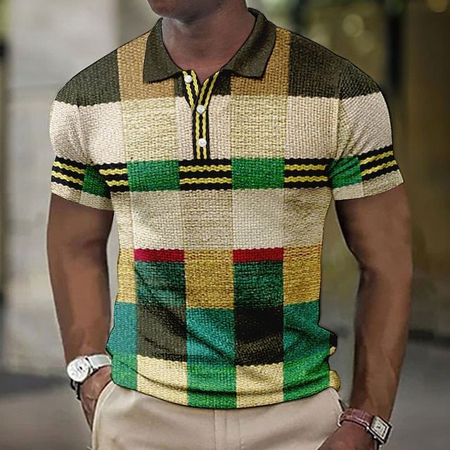Men's Patchwork Polo Shirt Short Sleeve Summer Knit - Image 6