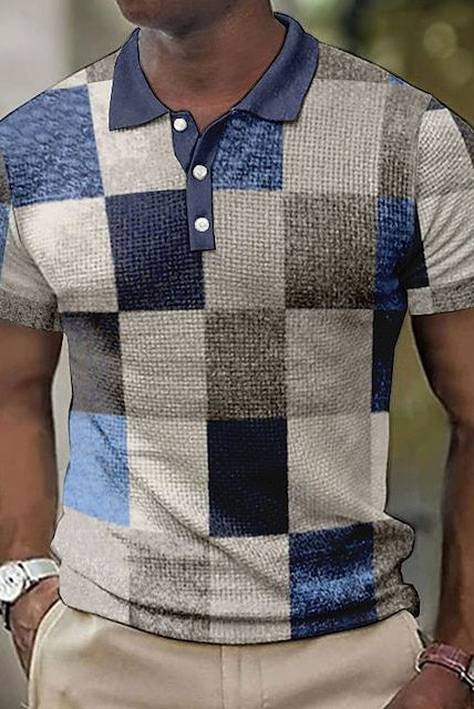 Men's Patchwork Polo Shirt Short Sleeve Summer Knit - Image 5