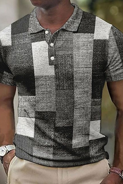 Men's Patchwork Polo Shirt Short Sleeve Summer Knit - Image 13