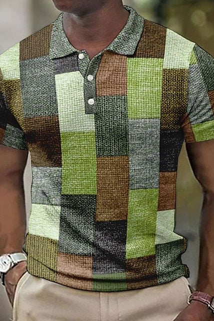 Men's Patchwork Polo Shirt Short Sleeve Summer Knit - Image 8