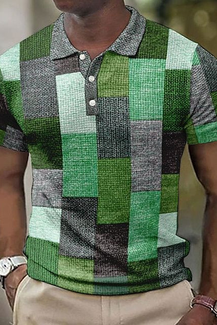 Men's Patchwork Polo Shirt Short Sleeve Summer Knit - Image 7
