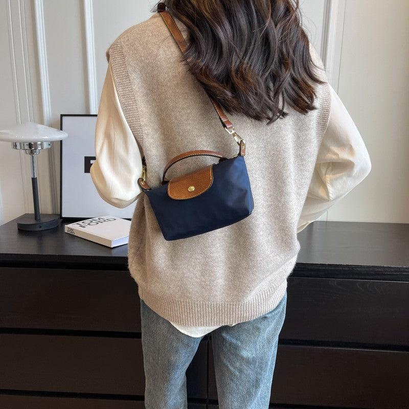 Women Mini Crossbody Bag Top Handle Two-Tone Flap