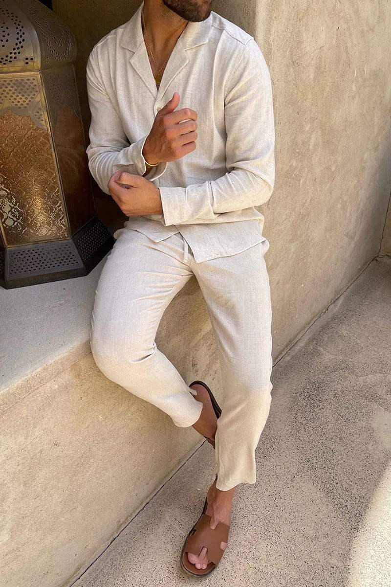 Men's 2 Piece Linen Set Summer Outfit