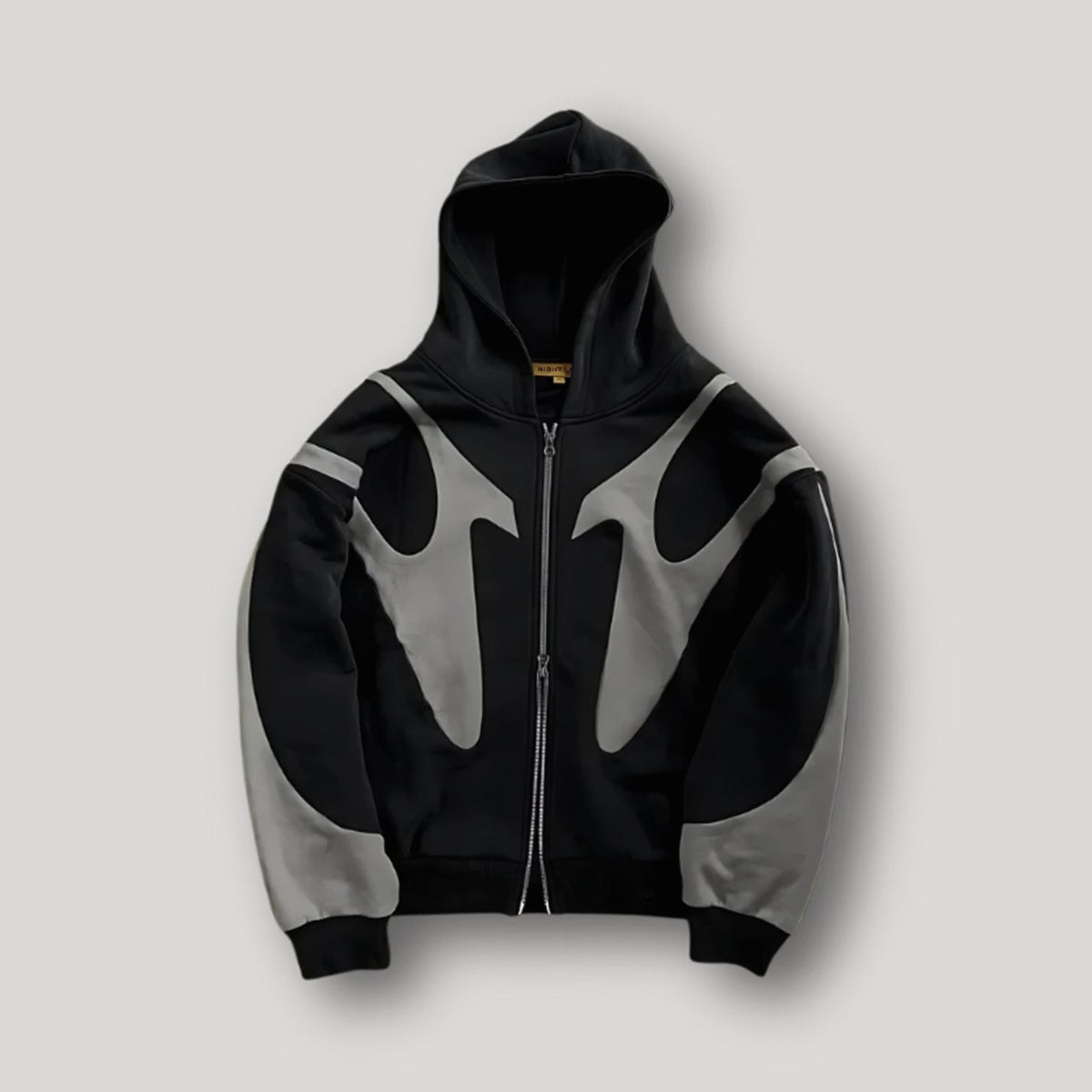 Men's Oversized Contrast Panel Full-Zip Graphic Hoodie
