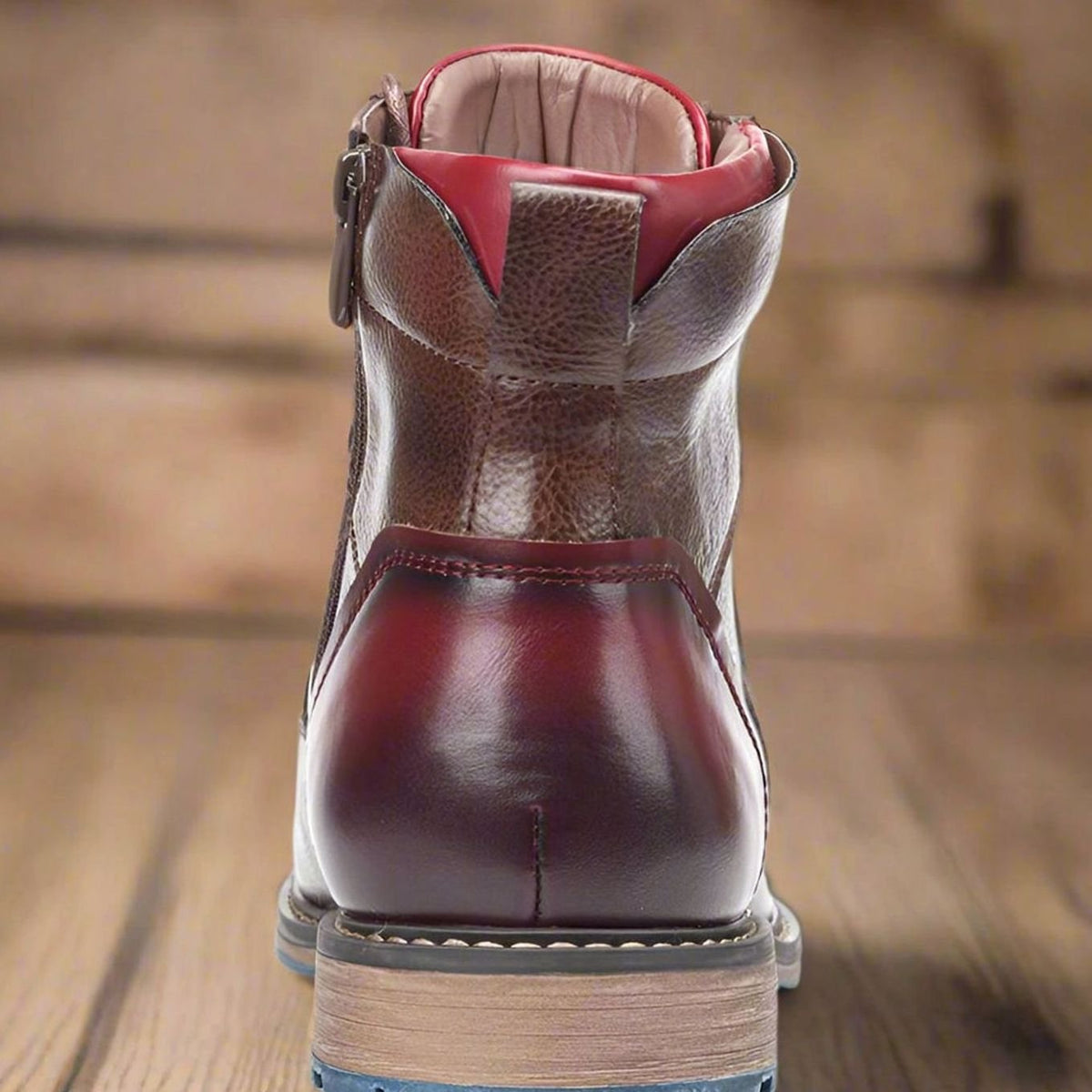 Men's Leather Cap-Toe Ankle Boots Zip Lace-Up - Image 5