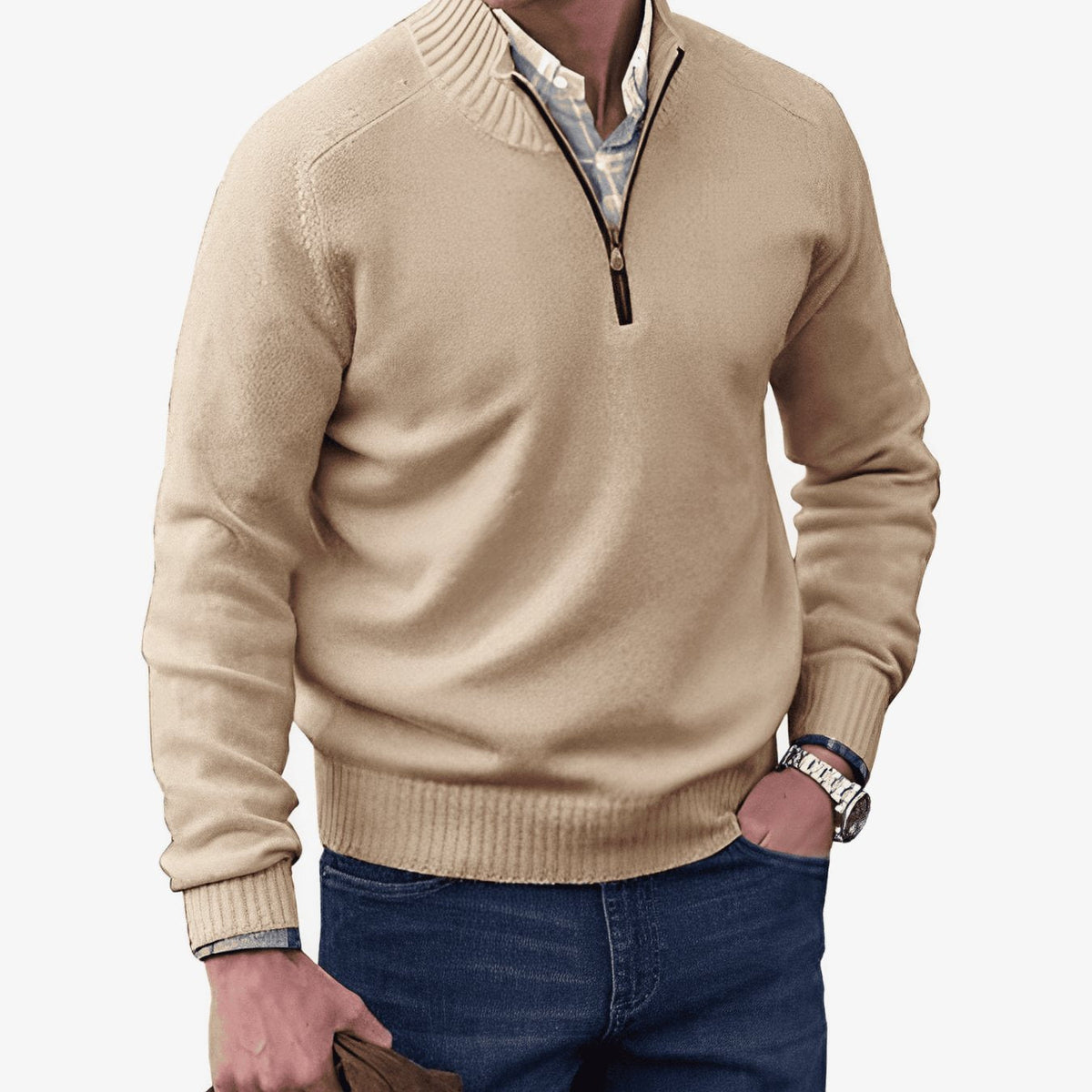 Men's Knit Half-Zip Sweater Quarter-Zip Pullover