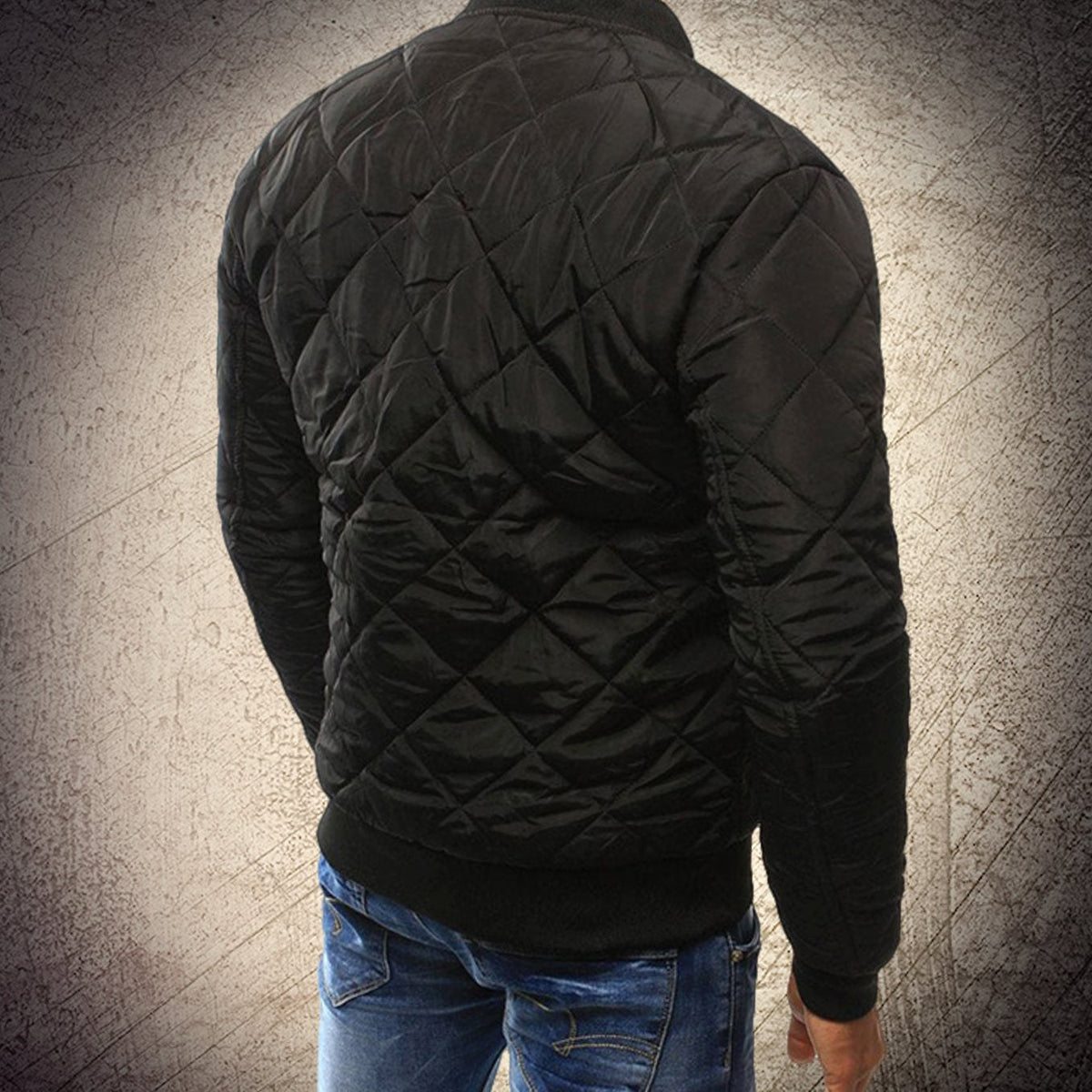 Men's Quilted Lightweight Zip-Up Bomber Jacket - Image 3