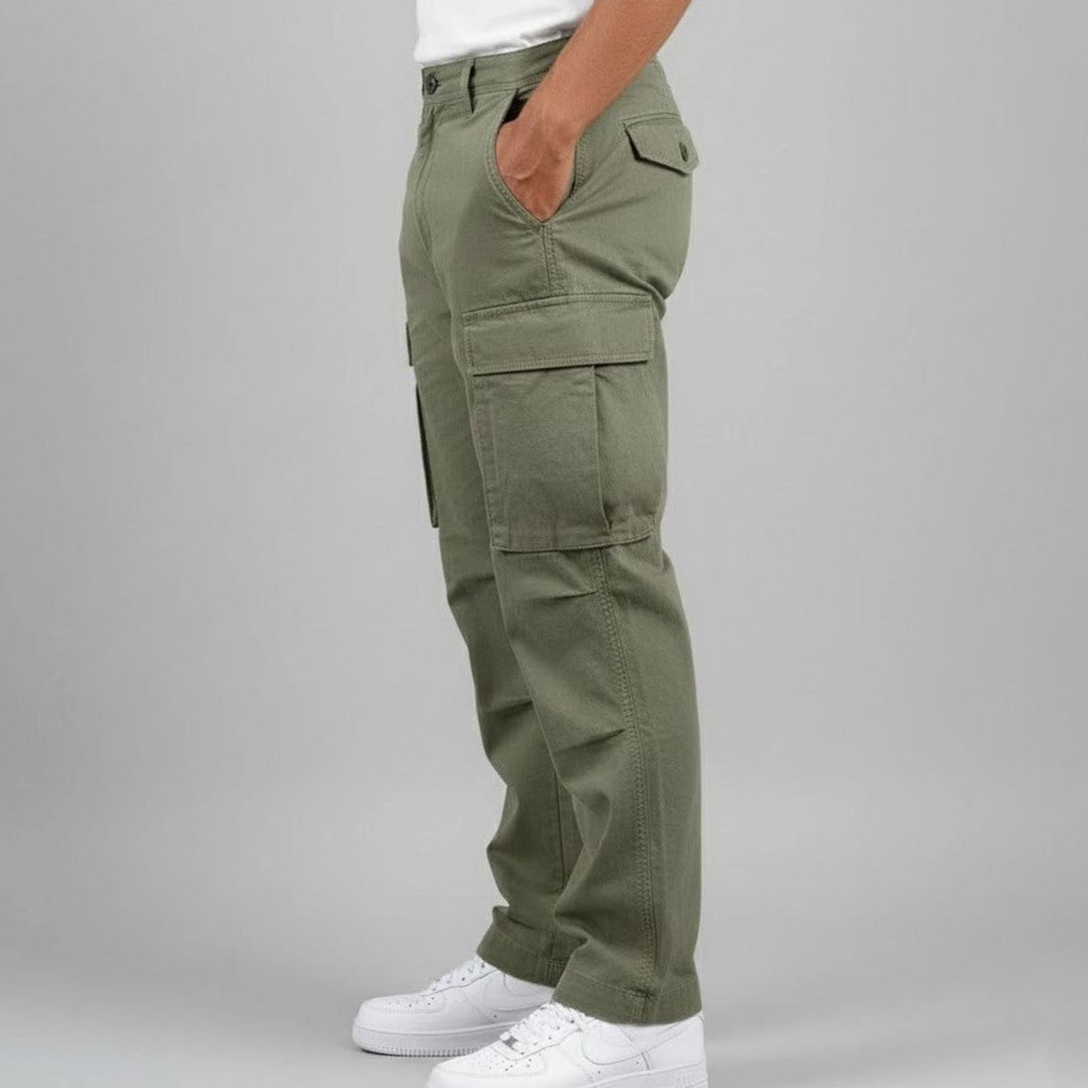 Men's Relaxed Fit Multi-Pocket Streetwear Cargo Pants - Image 6