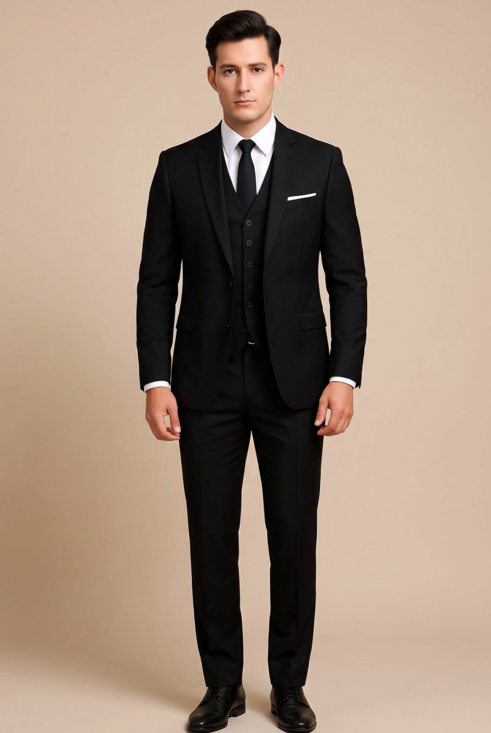 Men's Slim Fit Three Piece Formal Suit Blazer Vest Pants - Image 2