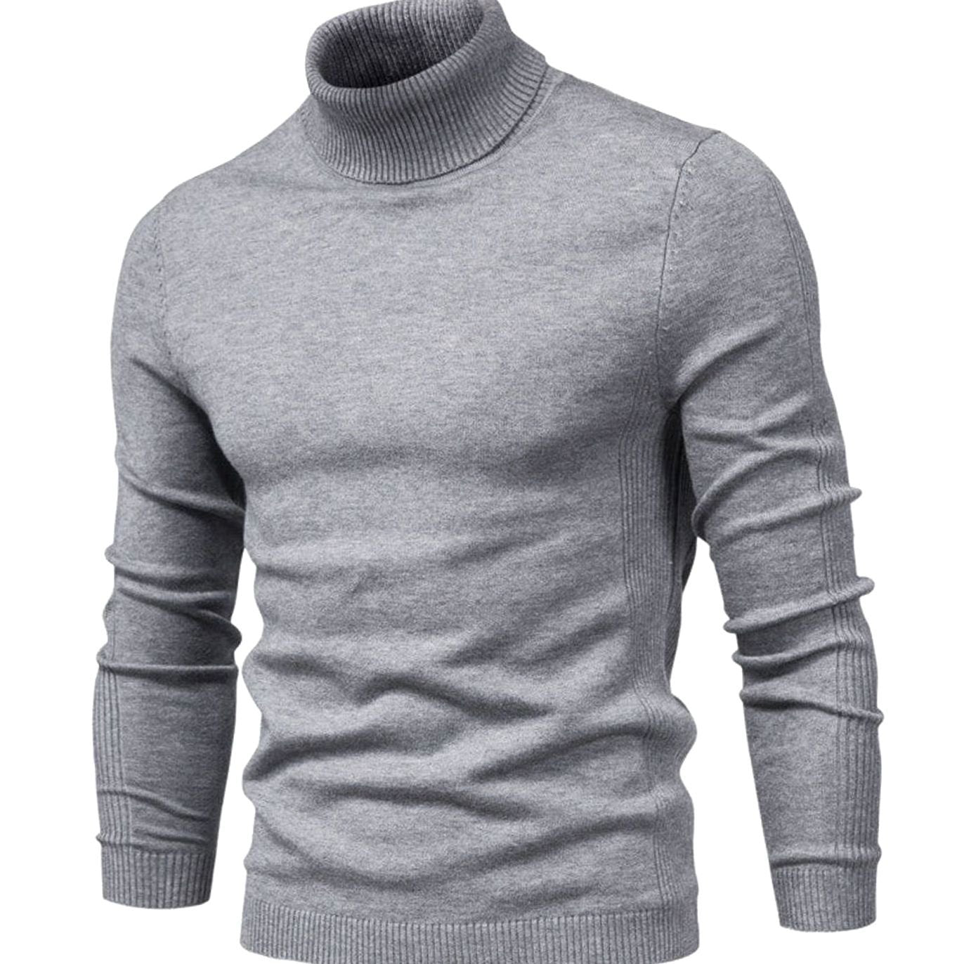 Men's Slim Fit Ribbed Turtleneck Knit Sweater